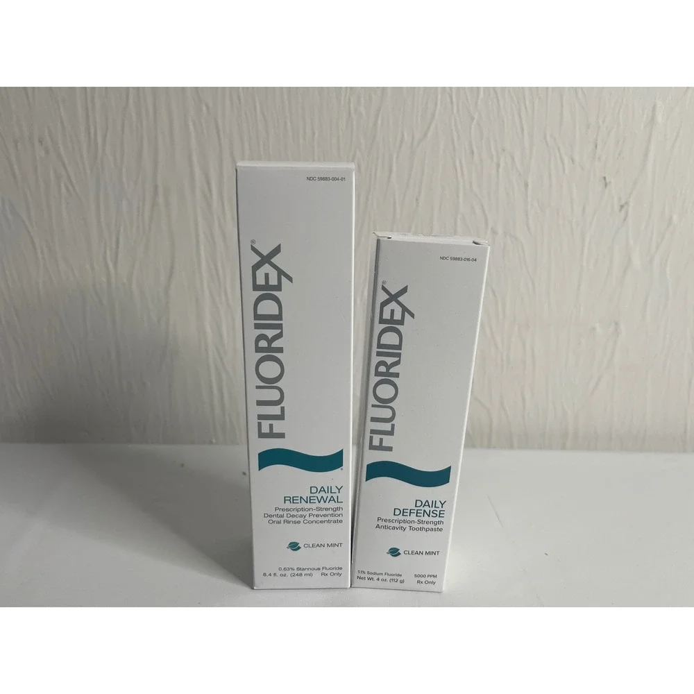 Fluoridex Daily Renewal Oral Rinse 8.4oz & Daily Defense Toothpaste 4oz Mint Set